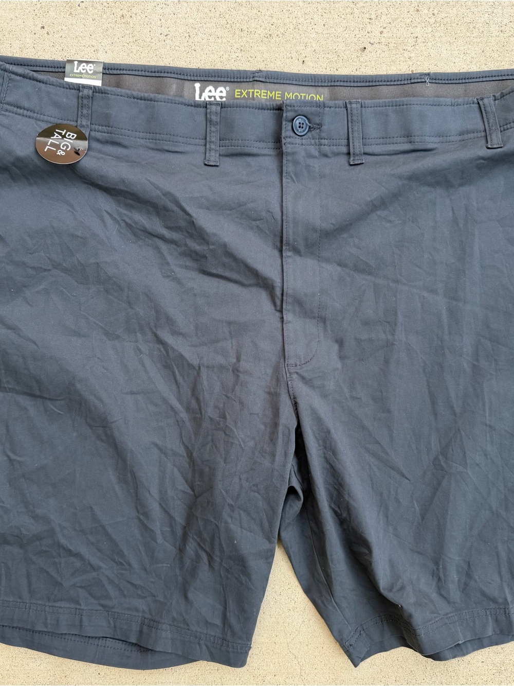 Lee Extreme Motion Chino Shorts NWT Big Tall 54 Navy Stretch Flat Front